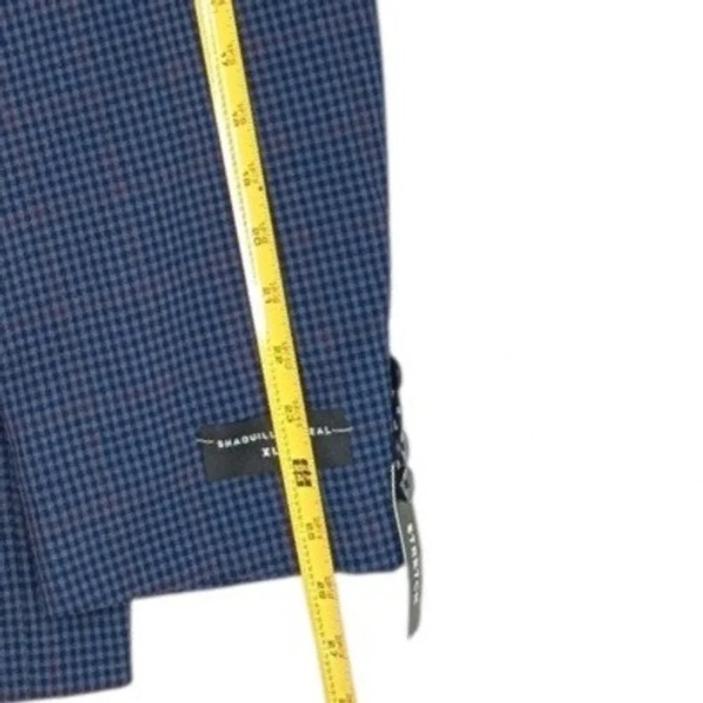 Shaquille O'Neal Blazer Mens 56S Blue Plaid XLG Big & Tall Stretch‎ Two-Button
